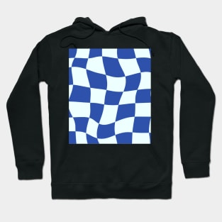 Blue Swirl Checkered Pattern Y2K Danish Pastel Pattern Hoodie